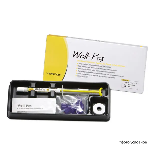 Vericom Co Ltd Well-Pex - материал для пломбирования каналов (Гидроксид кальция с йодоформом, 1 шприц 2 г) купить